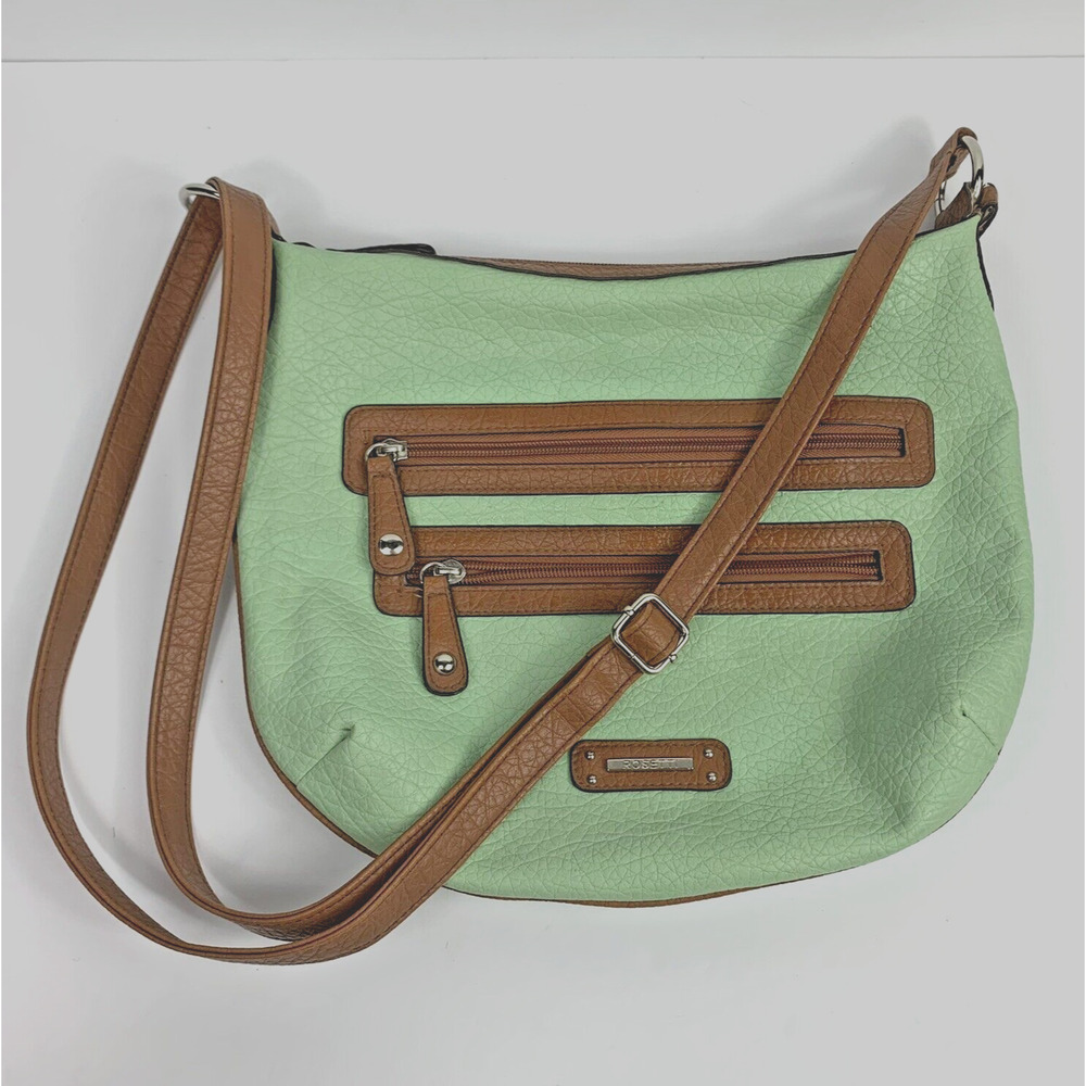 Rossetti Mint & Tan crossbody Shoulder Bag Excellent Soft Faux Leather Texture